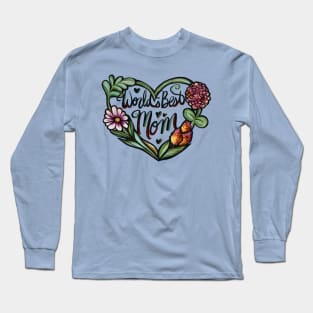 World's Best Mom Flower Heart Long Sleeve T-Shirt